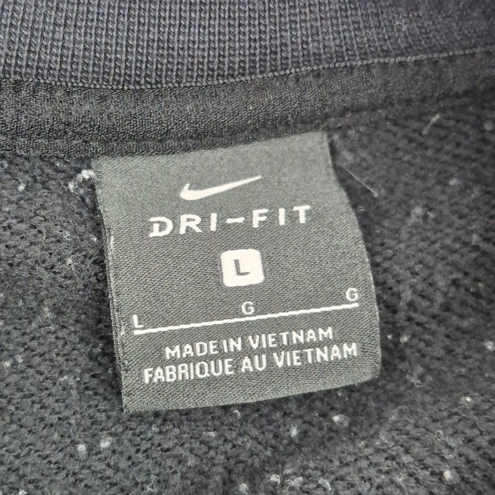 Nike Dri Fit Black Crew Neck Cropped Sweatshirt Pullover Athleisure L Cut-Outs - Picture 7 of 12